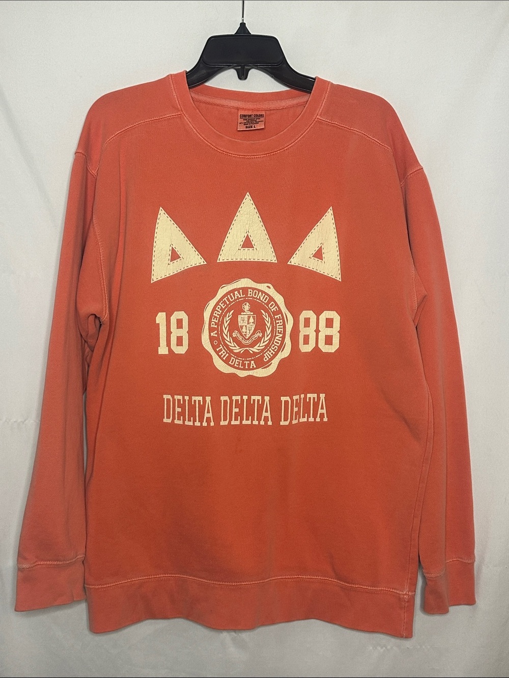 TRI DELTA | Comfort Colors Peach Orange Delta Delta Delta Crewneck Sweatshirt